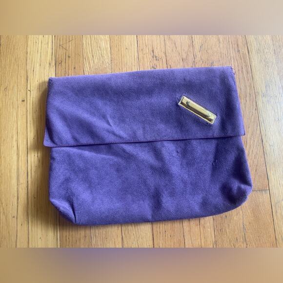 70s Vintage Purple Ultra Suede Purse w Chain Strap - Picture 6 of 13